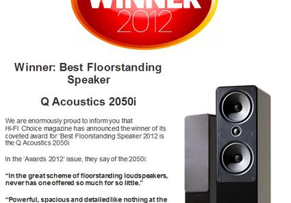 Q Acoustics 2050i победитель в номинации «Best Floorstanding Speaker 2012»